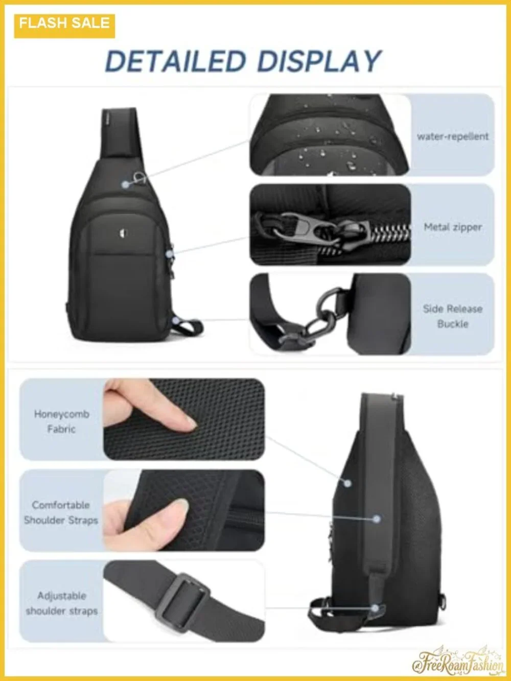 Anti Theft Crossbody Sling Bag Lockable Zipper Water Resistant Fits 11 iPad